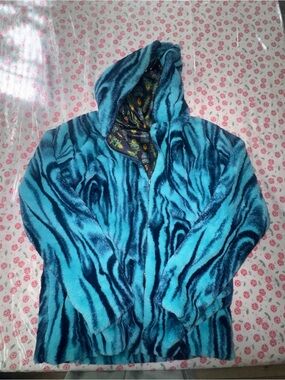 Liquid Dreams Blue Faux Fur Hooded Jacket - Women's Cozy Coat